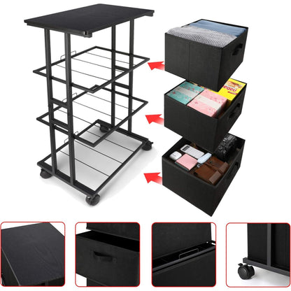 Dresser Storage 3-Drawer Modern Office Tower Cart, Black