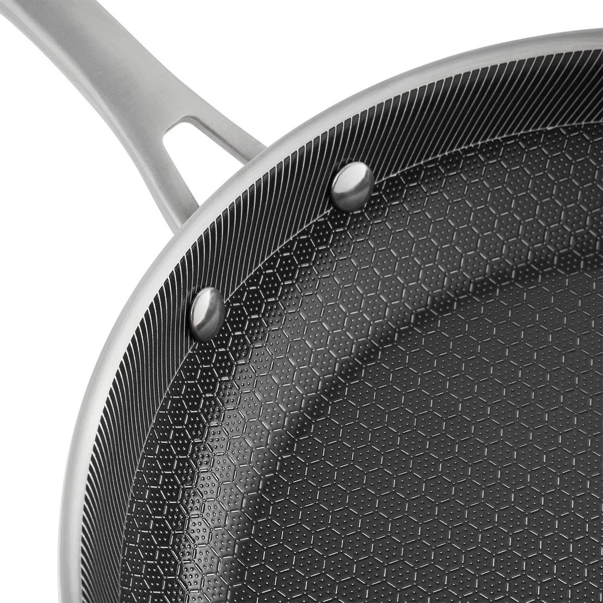 Ceramic Hybrid Fry Pan 3Pcs Set Hexagon Tri-Ply Pan , 8",10"& 12"