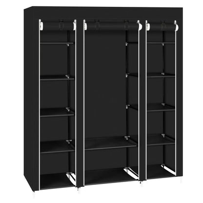 Portable Closet Wardrobe Rack Storage Organizer W/Shelves, Black