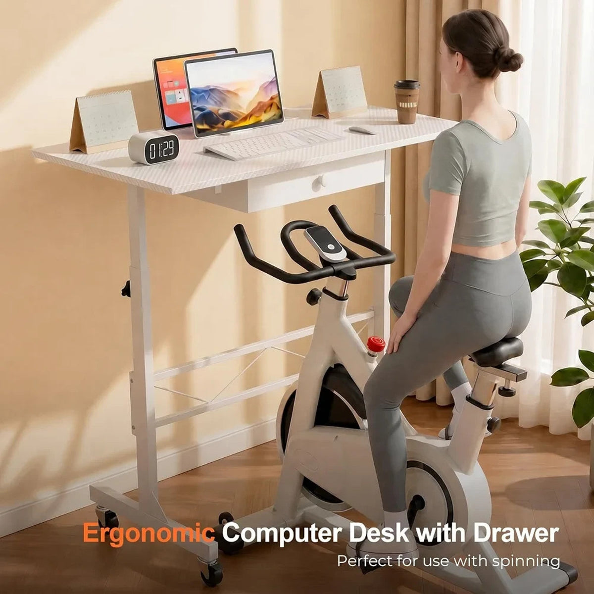 COMHOMA Small Standing Desk W/Storage Drawer 4-Level Rolling Desk