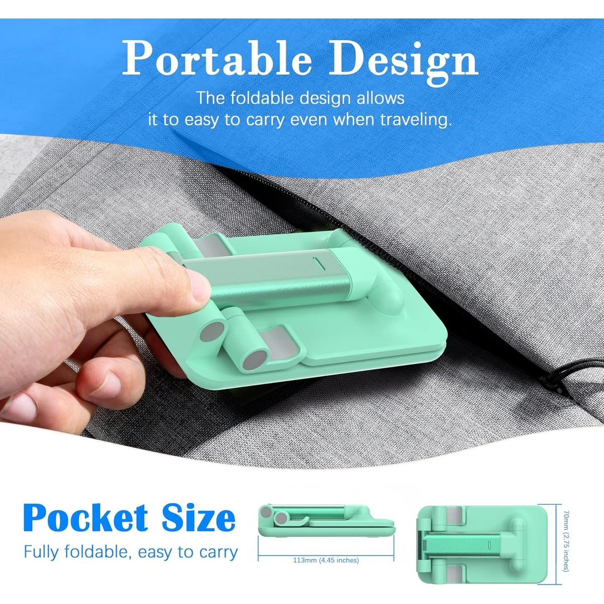 Foldable Stand Phone Adjustable Height Angle Desk Stand, Green