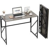 Folding Computer Desk Space Saving Writing Desk, Rustic Brown