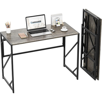 Folding Computer Desk Space Saving Writing Desk, Rustic Brown