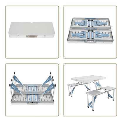 Camping Picnic Table Aluminum Folding 4 Seat Portable Bench Set