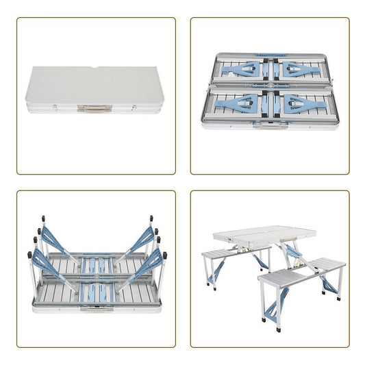 Camping Picnic Table Aluminum Folding 4 Seat Portable Bench Set