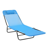 Folding Chaise Lounge Pool Sun Chair Reclining Lounge, Blue