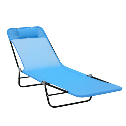 Folding Chaise Lounge Pool Sun Chair Reclining Lounge, Blue