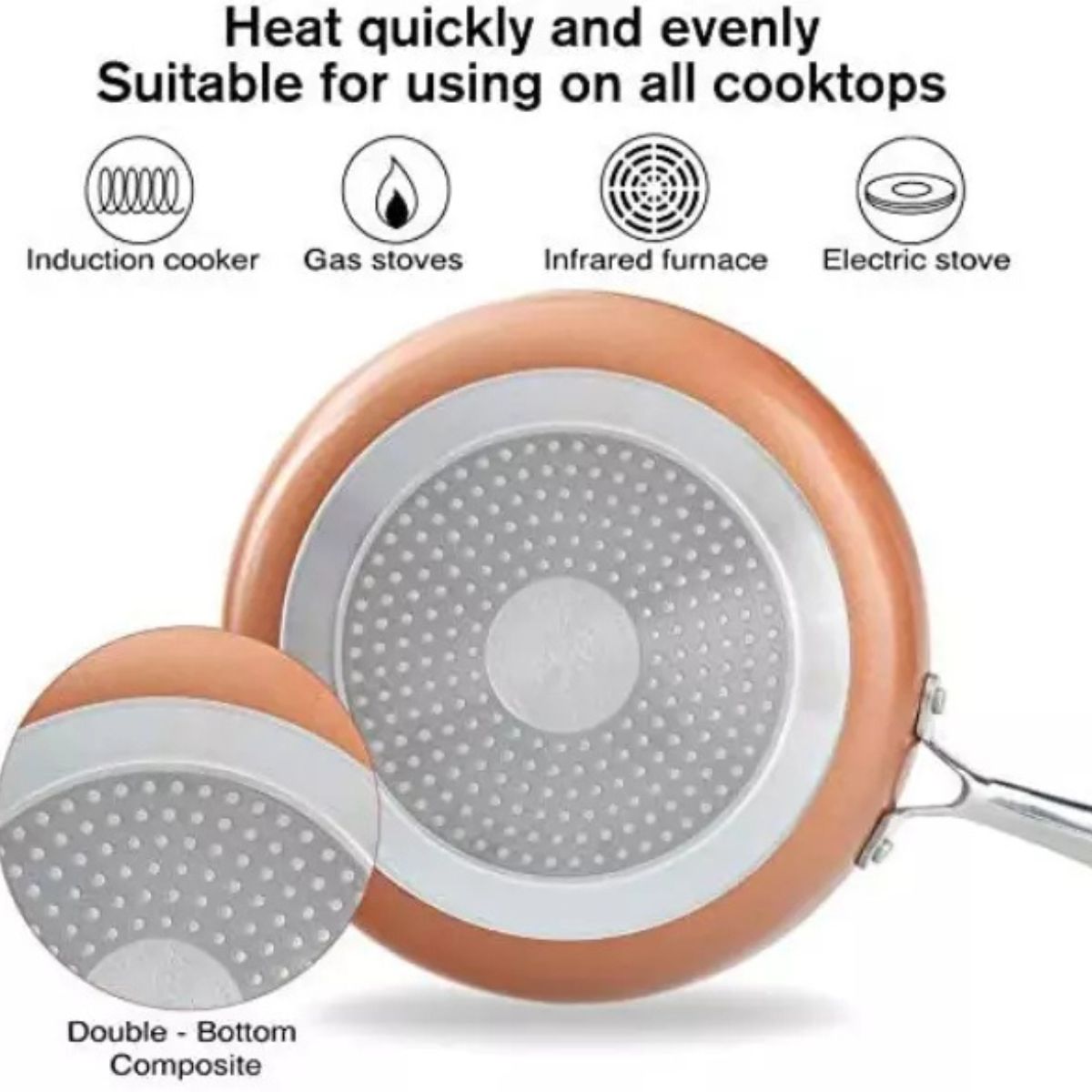 Copper Non-Stick Kitchen Cookware Set Pan & Pots 10-Piece Set