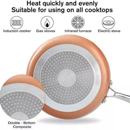 Copper Non-Stick Kitchen Cookware Set Pan & Pots 10-Piece Set