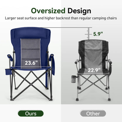 Camping Chair High Back Portable W/Cup Holder Carry Bag Chair