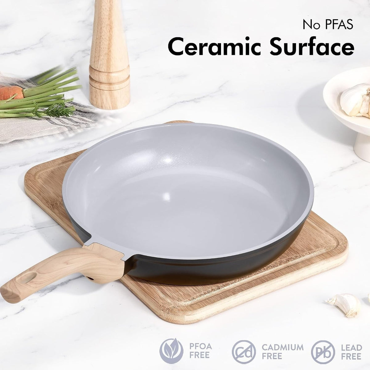 Cookware Set 21 Pcs Ceramic Nonstick Induction Pans Set, Black