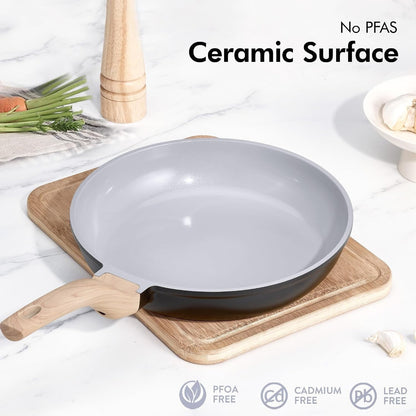 Cookware Set 21 Pcs Ceramic Nonstick Induction Pans Set, Black