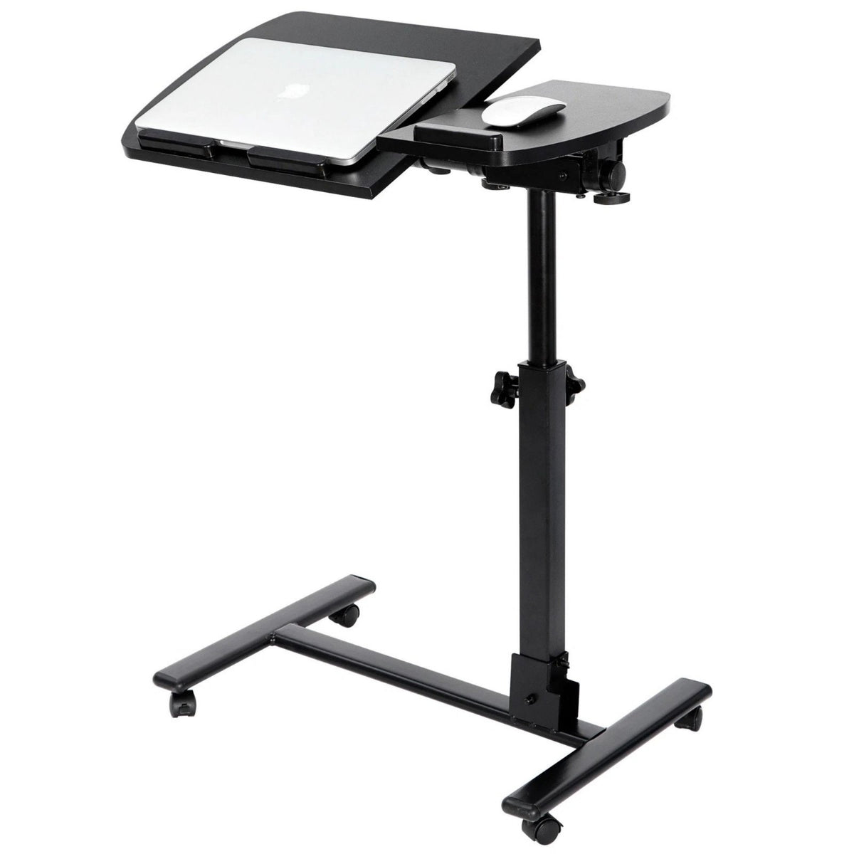 Rolling Desk Adjustable Height Laptop Desk W/Mousepad Desk, Black