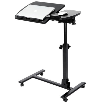 Rolling Desk Adjustable Height Laptop Desk W/Mousepad Desk, Black