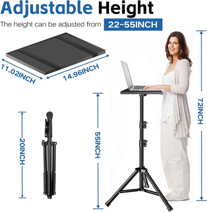 Tripod Stand Projector Laptop 22"-55" Height W/Rotating Tray