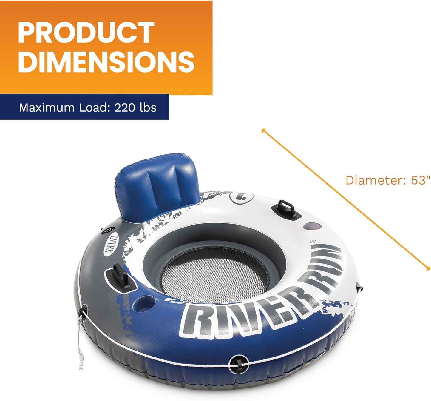 Inflatable Single Person Tube W/Backrest Cupholder Raft