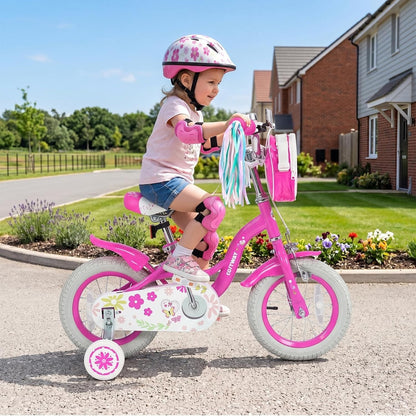 Bike 3-8 Girls 12" Wheels Bike w/ Front Bag Streamers Train Bike