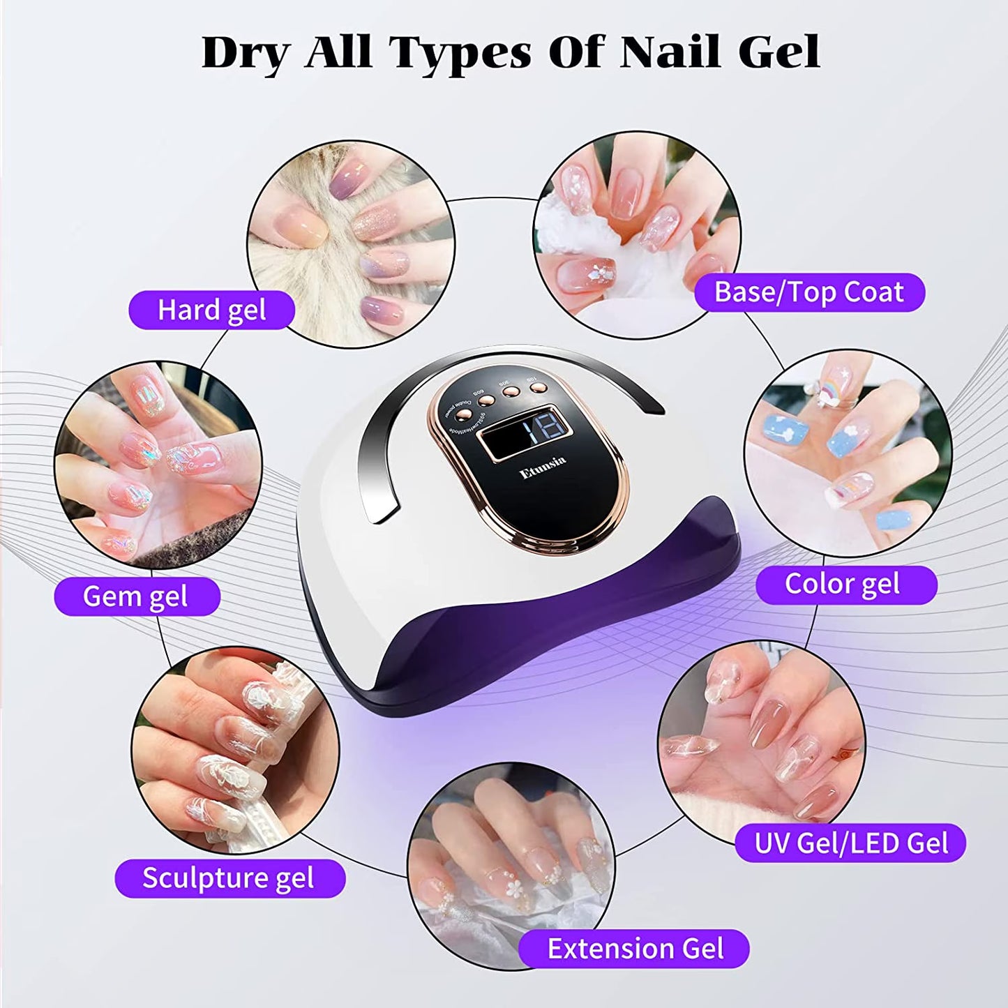 Gel Nail Dryer Lamp UV LED Smart Sensor LCD Display Drying Nail