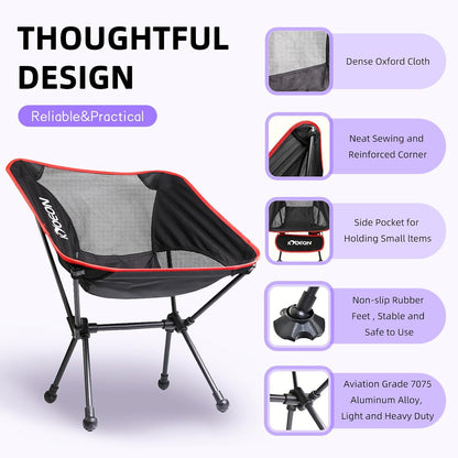 Portable Camping Chair Foldable Picnic Beach Compact Chair, Black