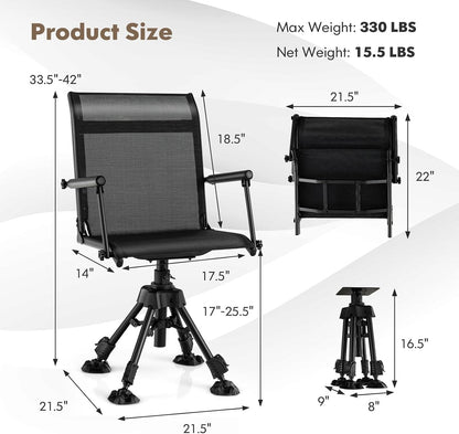 Swivel Blind Chair 360-degree rotation Base Folding Hunting Chair