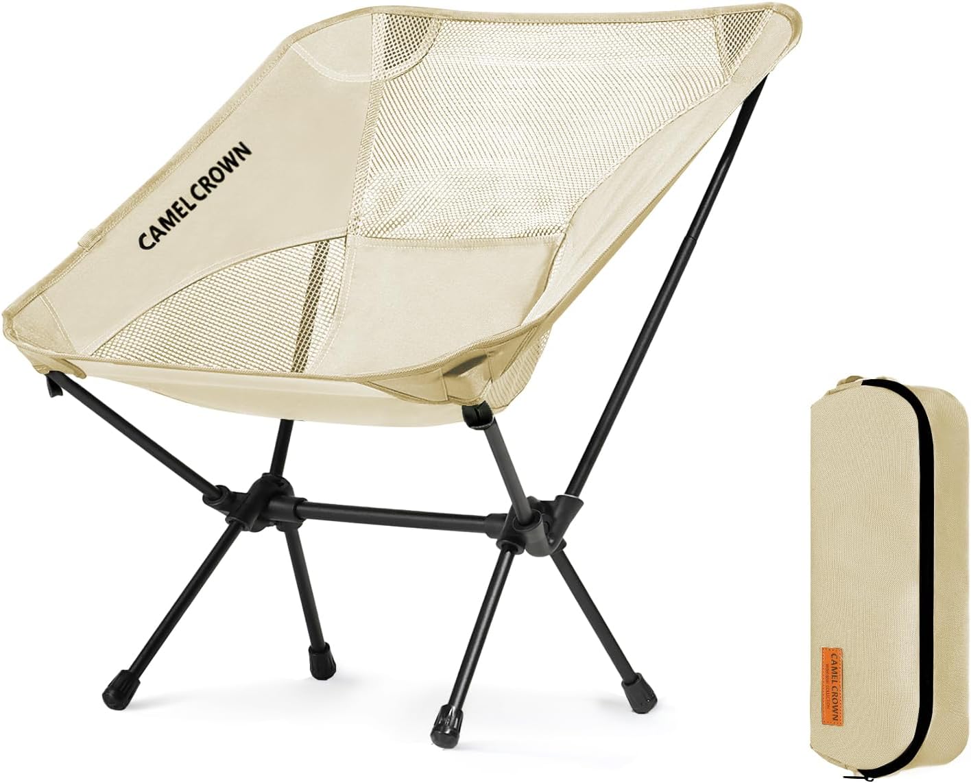 Portable Folding Chair Camping Backrest Lounge Beach Chair, White