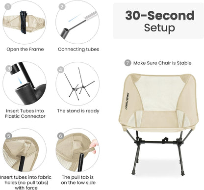 Portable Folding Chair Camping Backrest Lounge Beach Chair, White