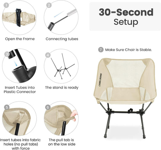 Portable Folding Chair Camping Backrest Lounge Beach Chair, White