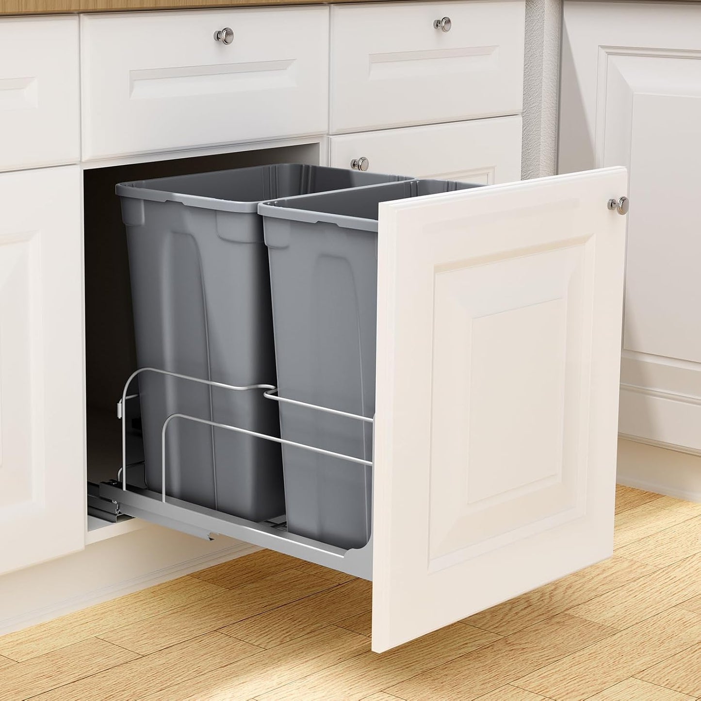 Pullout Trash Can Dual 35Qt Bin With Soft Close Sliding System