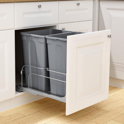Pullout Trash Can Dual 35Qt Bin With Soft Close Sliding System
