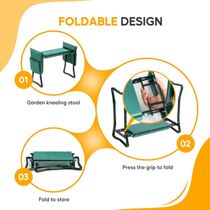 Garden Kneeler Seat Foldable Kneeling Stool Foam Pad Bench