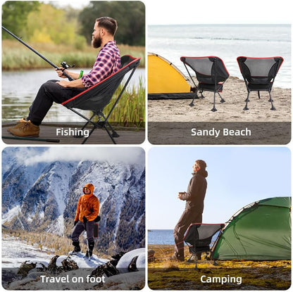 Portable Camping Chair Foldable Picnic Beach Compact Chair, Black