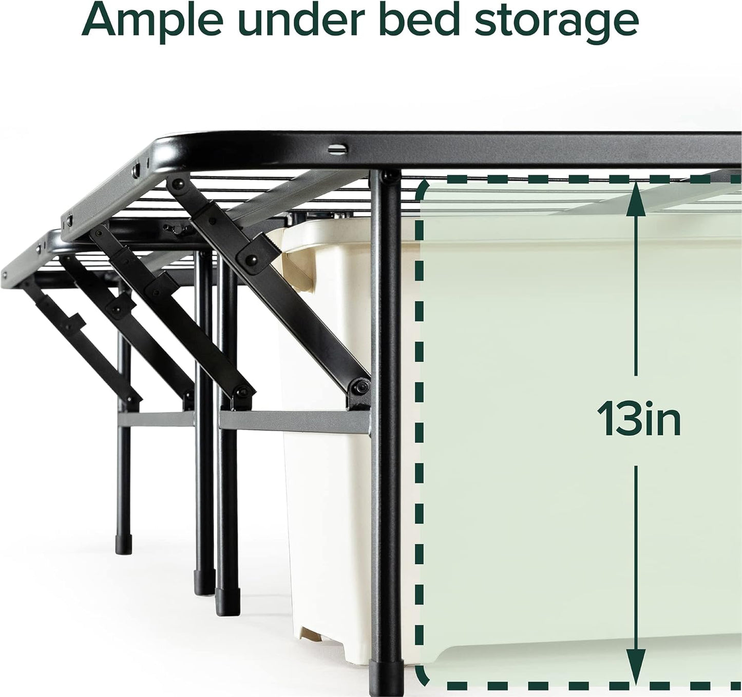 Metal Platform Bed SmartBase 14"H Underbed Steel Frame, Queen