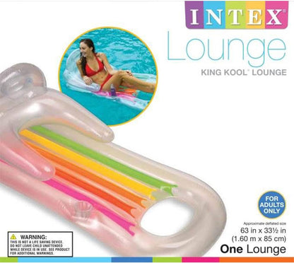 Pool Lounge Inflatable Lounger W/Headrest Blue & Silver Set, 2Pk