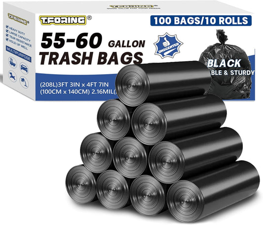 Trash Bags 55-60 Gal Trash Can Liners Large Bag (100 Count)