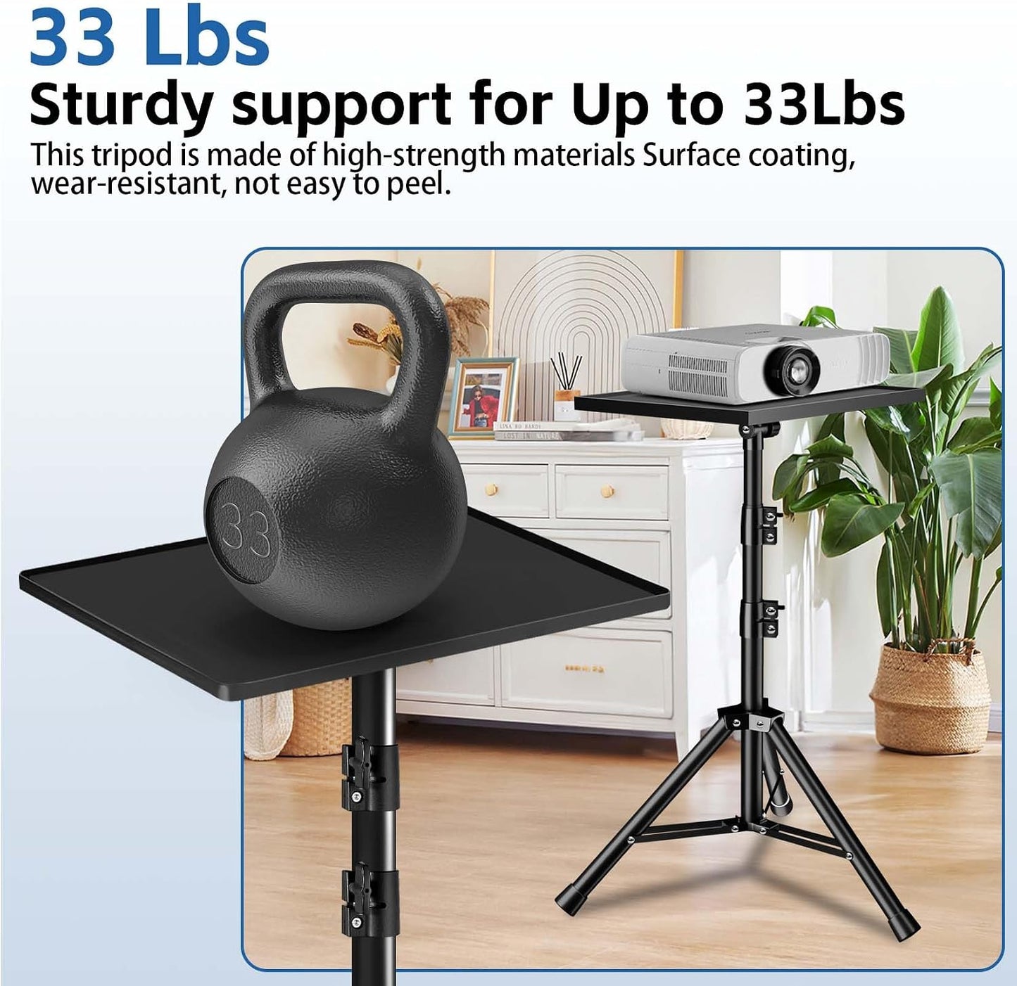 Tripod Stand Projector Laptop 22"-55" Height W/Rotating Tray