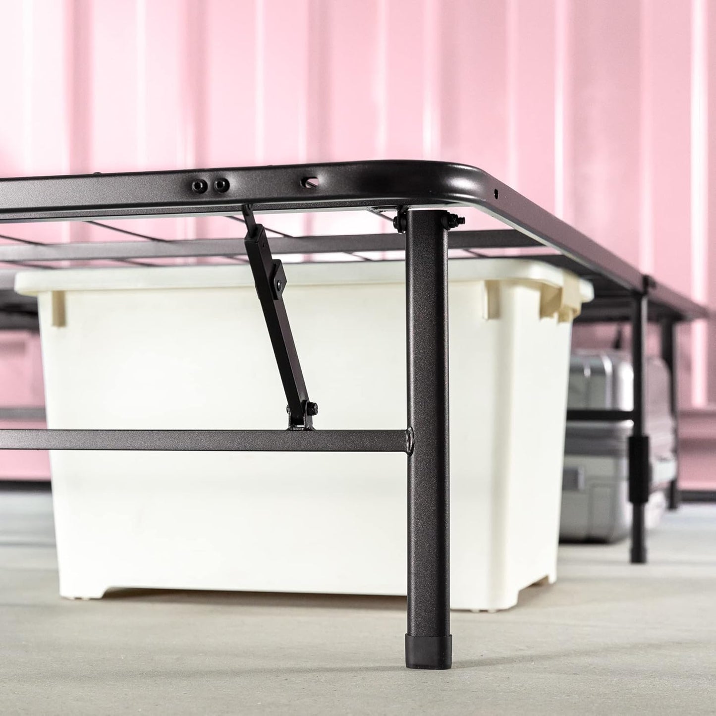 Metal Platform Bed SmartBase 14"H Underbed Steel Frame, Queen