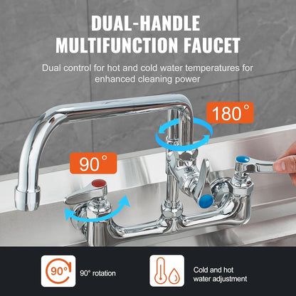 VEVOR Faucet 36"H Wall Mount Kitchen Sink Pull Down Spray Faucet