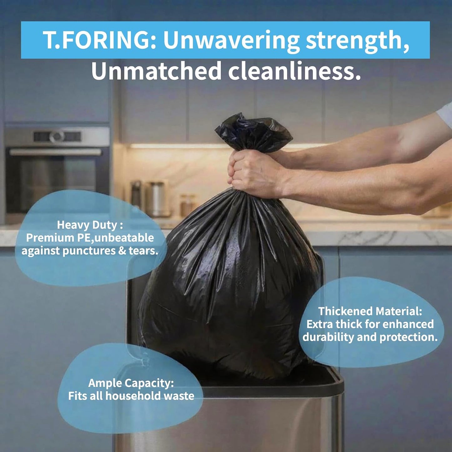 Trash Bags 55-60 Gal Trash Can Liners Large Bag (100 Count)