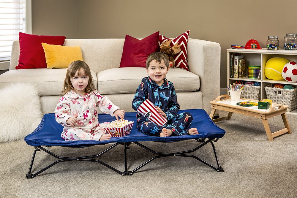 Portable Sleeping Cot Toddler Bed Sleeping W/Fitted Sheet, Blue