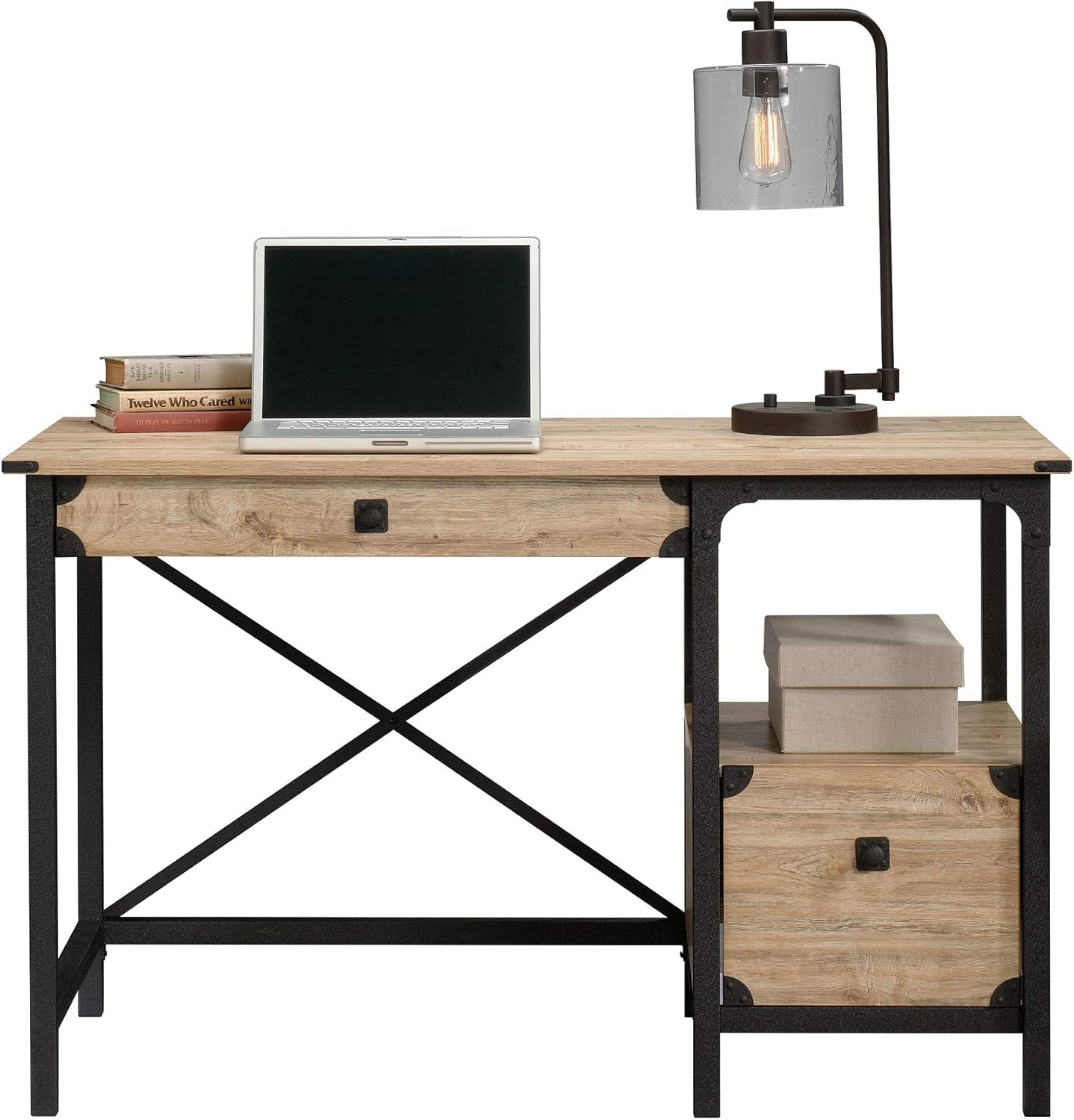 Office Desk Storage Drawers & Open Shelf Study Pedestal Desk