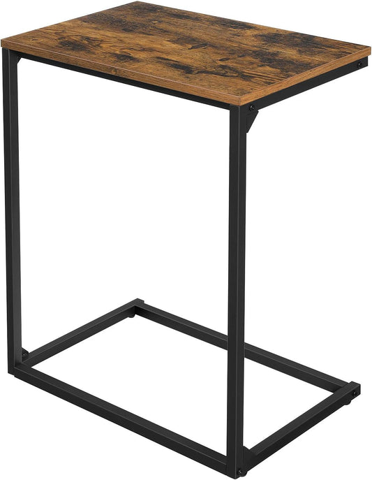 Bed Table C Shaped Couch Desk Tray Stand Sofa Side Table, Brown