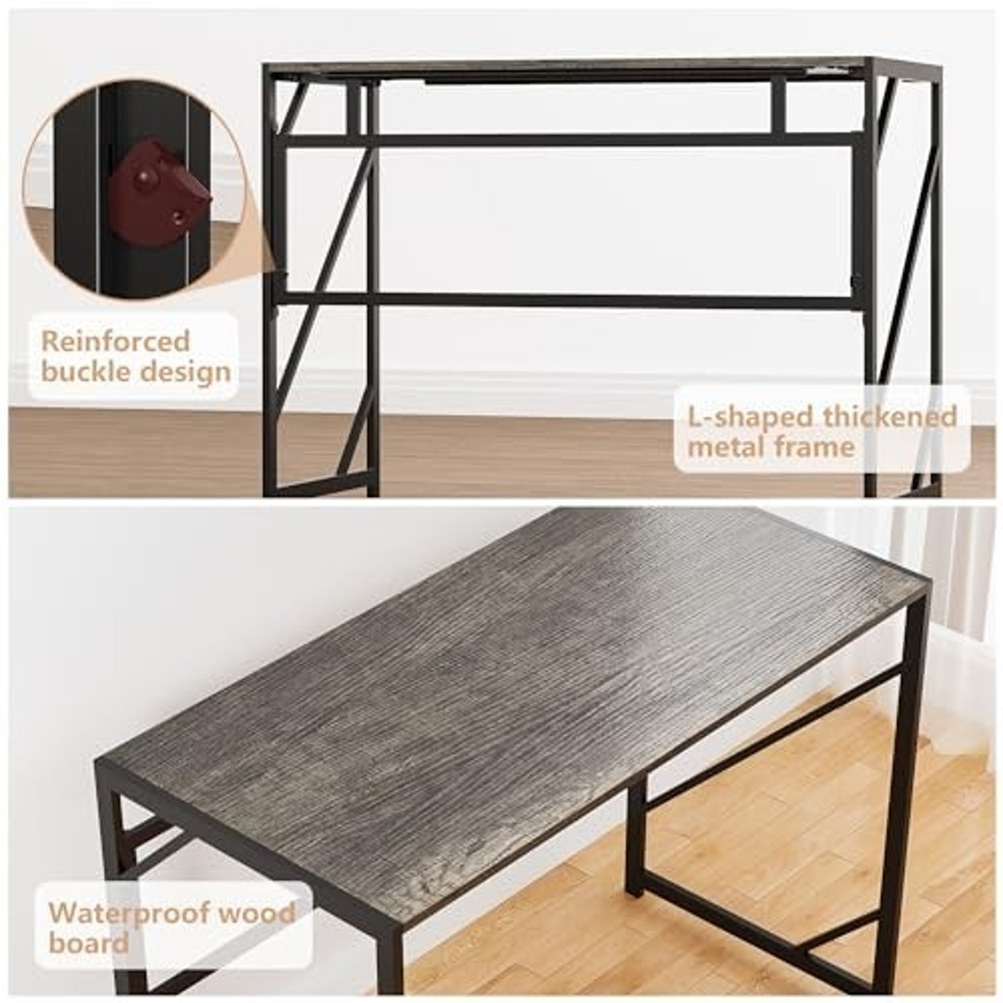 Folding Computer Desk Space Saving Writing Desk, Rustic Brown