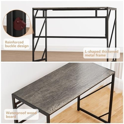 Folding Computer Desk Space Saving Writing Desk, Rustic Brown