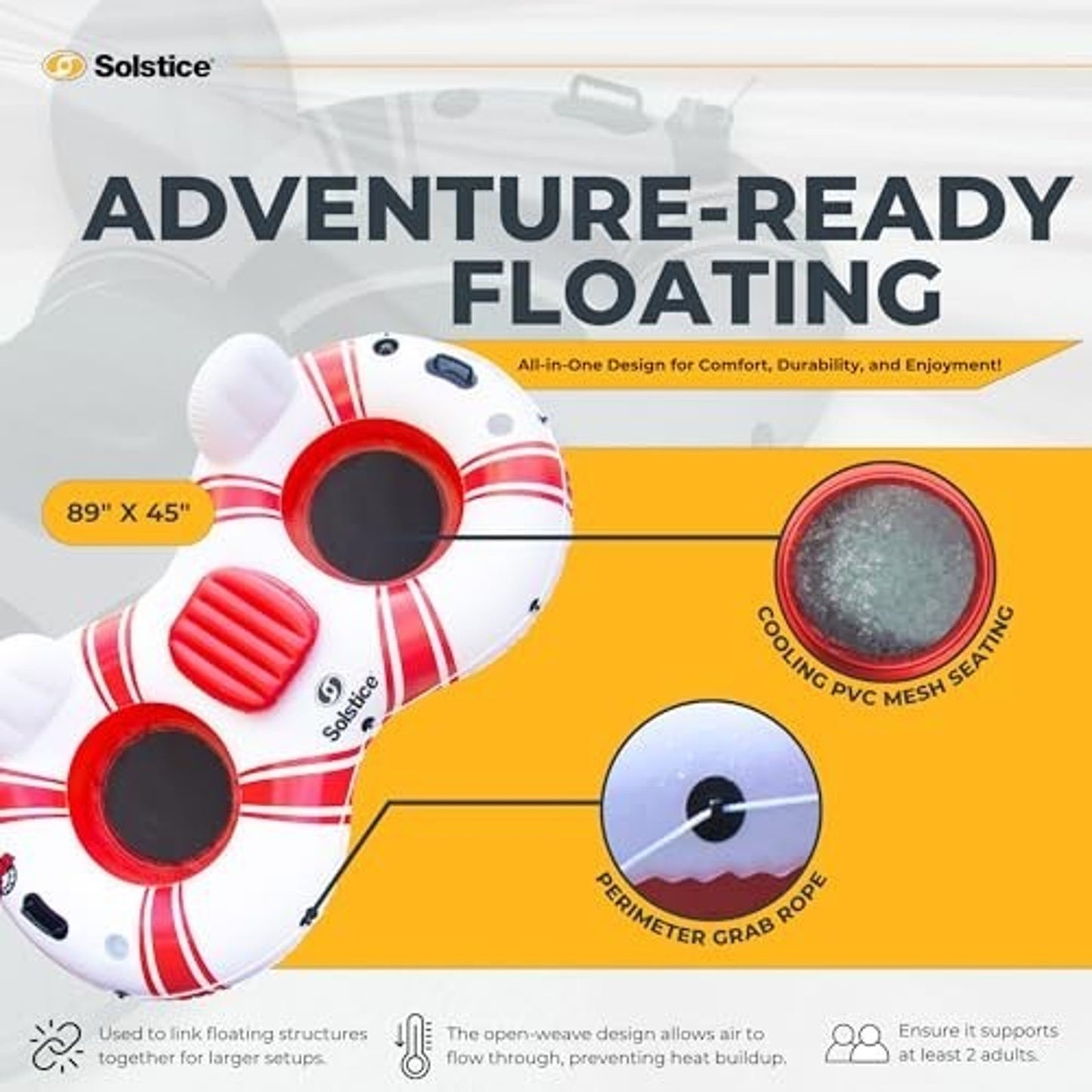 Duo Inflatable Tube Cupholders & Cooler River floating Raft