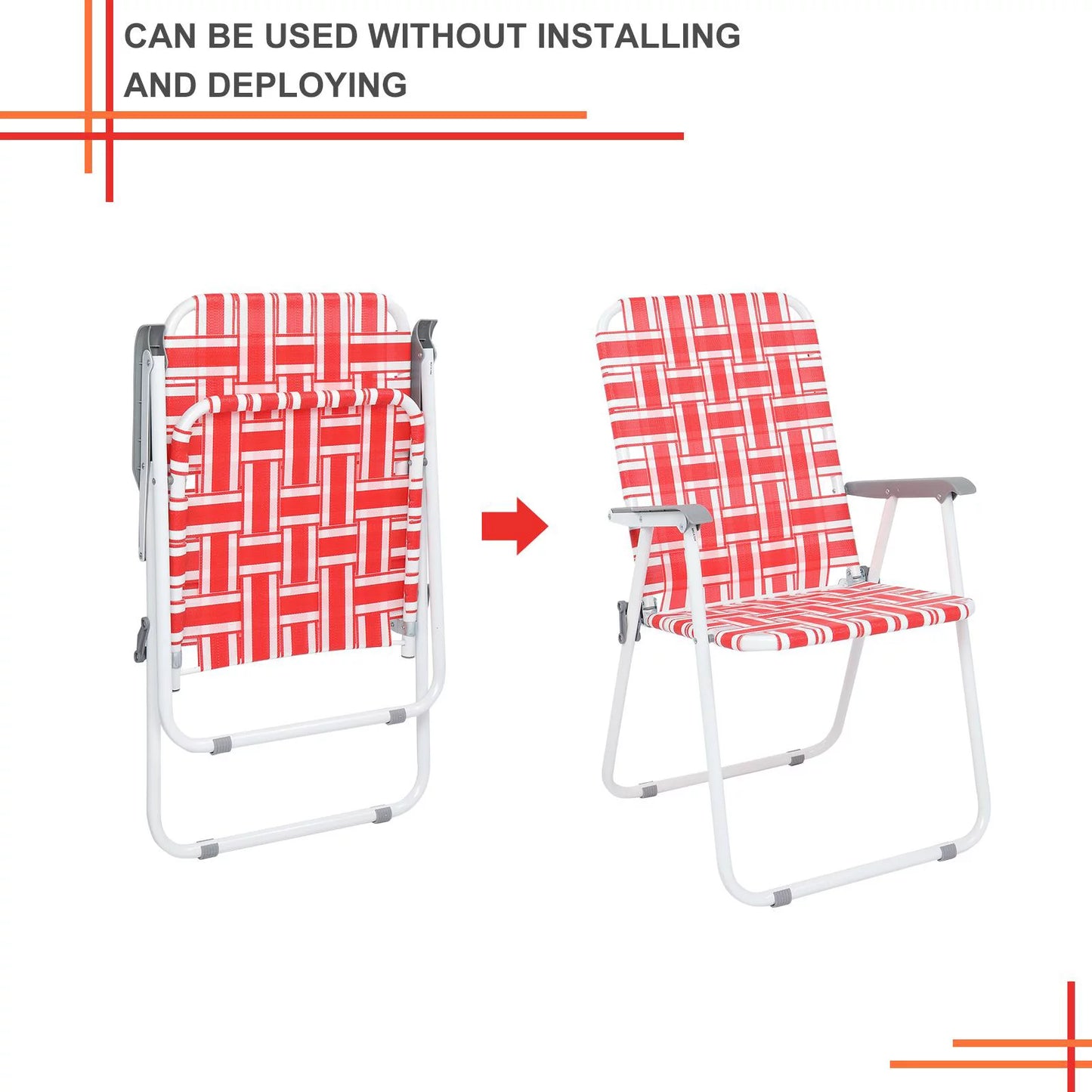 Folding Lawn Chair Portable Beach Red Camping Chair-2 Pack