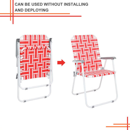 Folding Lawn Chair Portable Beach Red Camping Chair-2 Pack