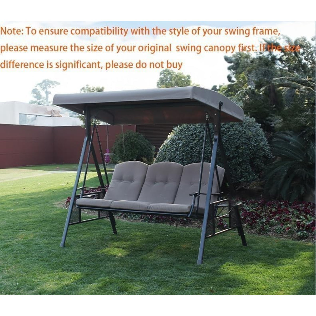Swing Canopy Replacement 3 Seater Top Canopy 75"x47" Cover, Gray