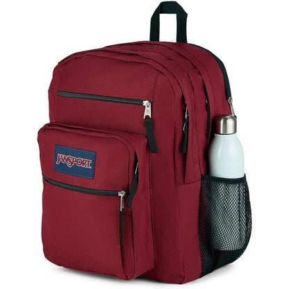 Big Student Backpack Ergonomic Shoulder Strap 5-Compartments, Red