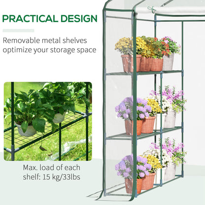 Outsunny 3-Tier 8 Shelf Outdoor Walk-In Garden Greenhouse, Clear