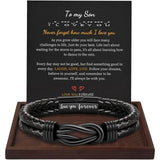 Men's Bracelet Leather Love You Forever To My Son Gift-Black